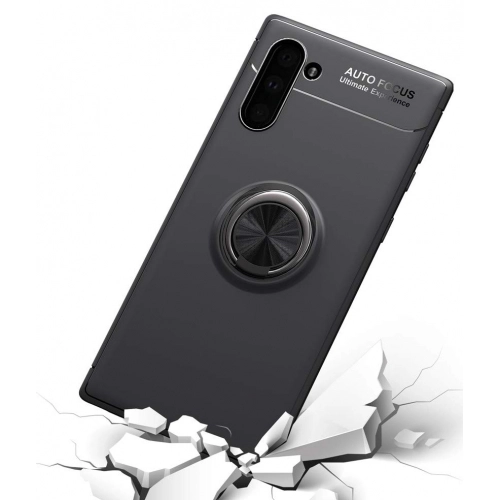 Samsung Galaxy Note 10 Kılıf Renkli Silikon Yüzüklü Standlı Auto Focus Ravel Kapak - Mavi