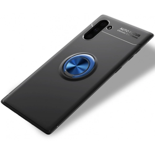 Samsung Galaxy Note 10 Kılıf Renkli Silikon Yüzüklü Standlı Auto Focus Ravel Kapak - Mavi