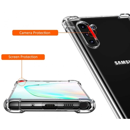 Samsung Galaxy Note 10 Kılıf Silikon Köşe Korumalı Airbag Darbe Emici Kapak - Şeffaf