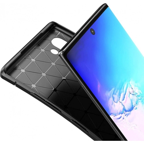 Samsung Galaxy Note 10 Kılıf Silikon Parmak İzi Bırakmayan Karbon Soft Negro Kapak - Siyah