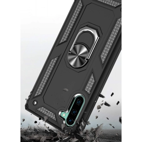 Samsung Galaxy Note 10 Kılıf Silikon Zırhlı Standlı Yüzüklü Mıknatıslı Tank Kapak - Gold