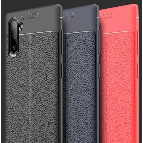 Samsung Galaxy Note 10 Kılıf Deri Görünümlü Lüks Parmak İzi Bırakmaz Niss Silikon Kapak - Lacivert