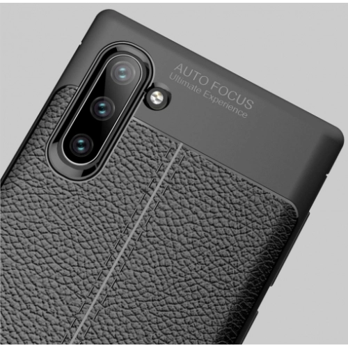 Samsung Galaxy Note 10 Kılıf Deri Görünümlü Lüks Parmak İzi Bırakmaz Niss Silikon Kapak - Lacivert