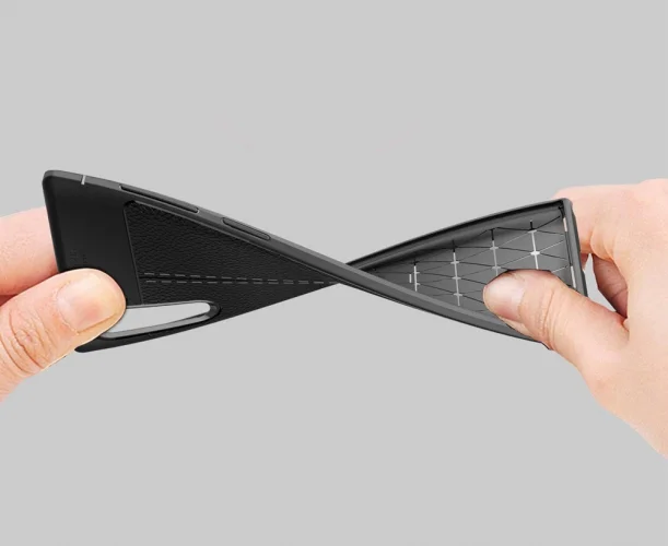 Samsung Galaxy Note 10 Kılıf Deri Görünümlü Parmak İzi Bırakmaz Niss Silikon - Lacivert