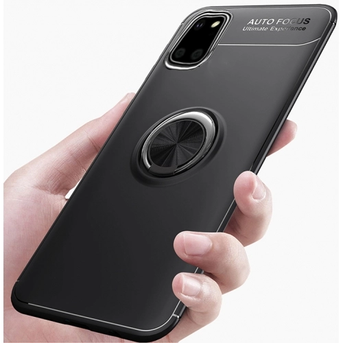 Samsung Galaxy Note 10 Lite Kılıf Renkli Silikon Yüzüklü Standlı Auto Focus Ravel Kapak - Siyah
