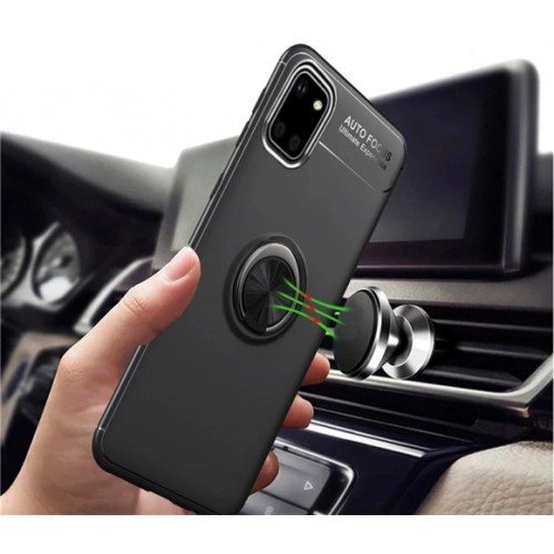 Samsung Galaxy Note 10 Lite Kılıf Renkli Silikon Yüzüklü Standlı Auto Focus Ravel Kapak - Rose Gold