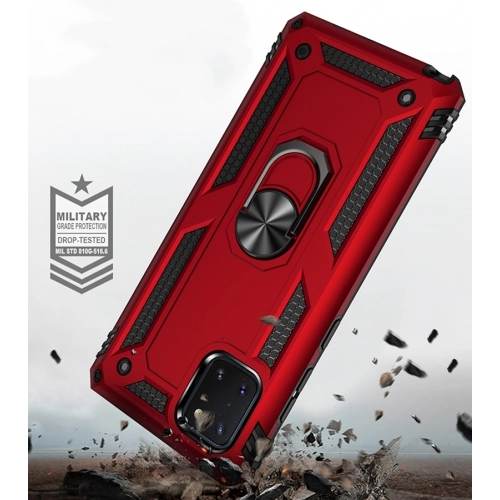 Samsung Galaxy Note 10 Lite Kılıf Silikon Zırhlı Standlı Yüzüklü Mıknatıslı Tank Kapak - Gold