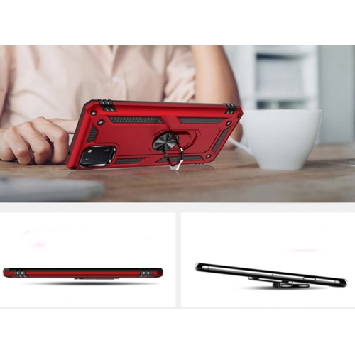 Samsung Galaxy Note 10 Lite Kılıf Silikon Zırhlı Standlı Yüzüklü Mıknatıslı Tank Kapak - Gold