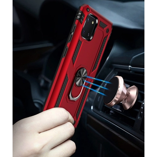 Samsung Galaxy Note 10 Lite Kılıf Silikon Zırhlı Standlı Yüzüklü Mıknatıslı Tank Kapak - Gold