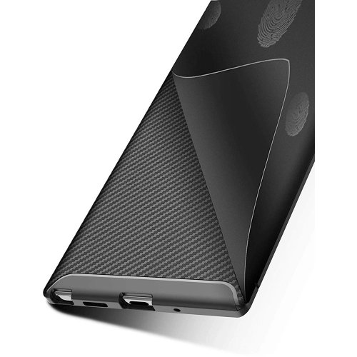 Samsung Galaxy Note 10 Plus Kılıf Silikon Parmak İzi Bırakmayan Karbon Soft Negro Kapak - Lacivert