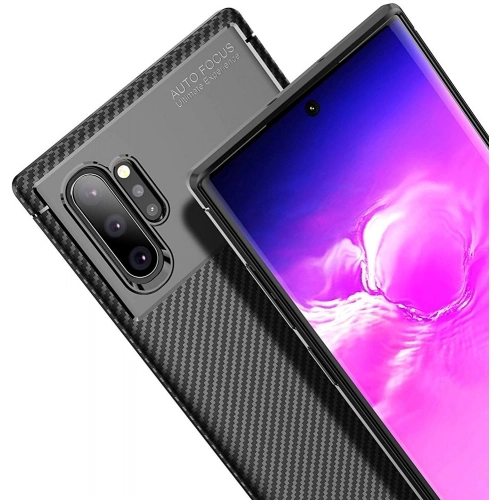 Samsung Galaxy Note 10 Plus Kılıf Silikon Parmak İzi Bırakmayan Karbon Soft Negro Kapak - Siyah