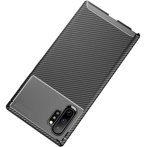 Samsung Galaxy Note 10 Plus Kılıf Silikon Parmak İzi Bırakmayan Karbon Soft Negro Kapak - Siyah