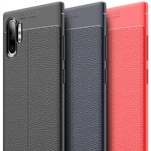 Samsung Galaxy Note 10 Plus Kılıf Deri Görünümlü Lüks Parmak İzi Bırakmaz Niss Silikon Kapak - Siyah