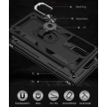 Samsung Galaxy Note 20 Ultra Kılıf Silikon Zırhlı Standlı Yüzüklü Mıknatıslı Tank Kapak - Siyah