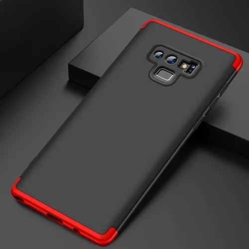 Samsung Galaxy Note 8 Kılıf 3 Parçalı 360 Tam Korumalı Rubber AYS Kapak  - Kırmızı - Siyah