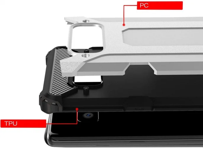 Samsung Galaxy Note 8 Kılıf Zırhlı Tank Crash Silikon Kapak - Gümüş