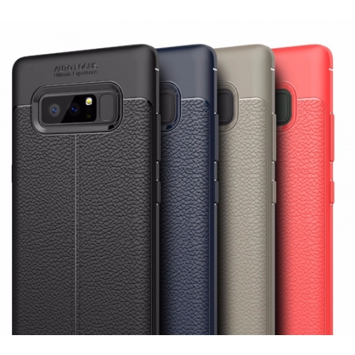 Samsung Galaxy Note 8 Kılıf Deri Görünümlü Lüks Parmak İzi Bırakmaz Niss Silikon Kapak - Siyah