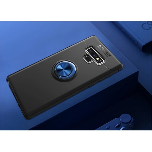 Samsung Galaxy Note 9 Kılıf Renkli Silikon Yüzüklü Standlı Auto Focus Ravel Kapak - Kırmızı - Siyah