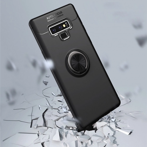 Samsung Galaxy Note 9 Kılıf Renkli Silikon Yüzüklü Standlı Auto Focus Ravel Kapak - Kırmızı - Siyah