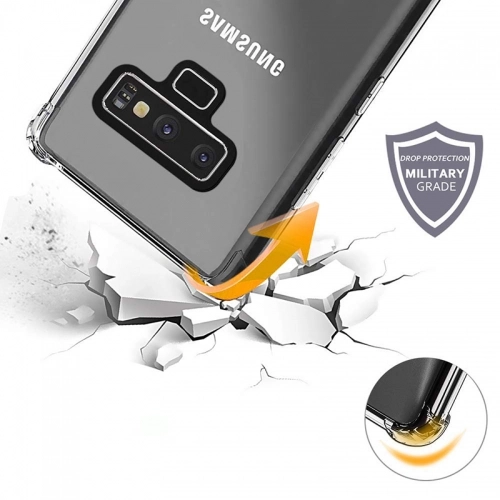 Samsung Galaxy Note 9 Kılıf Silikon Köşe Korumalı Airbag Darbe Emici Kapak - Şeffaf