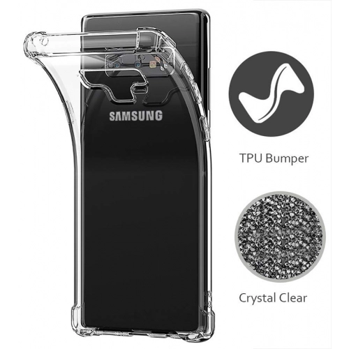 Samsung Galaxy Note 9 Kılıf Silikon Köşe Korumalı Airbag Darbe Emici Kapak - Şeffaf