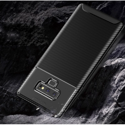 Samsung Galaxy Note 9 Kılıf Silikon Parmak İzi Bırakmayan Karbon Soft Negro Kapak - Lacivert