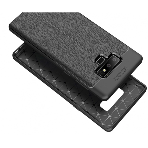 Samsung Galaxy Note 9 Kılıf Deri Görünümlü Lüks Parmak İzi Bırakmaz Niss Silikon Kapak - Lacivert