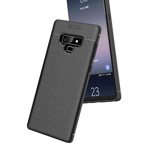 Samsung Galaxy Note 9 Kılıf Deri Görünümlü Lüks Parmak İzi Bırakmaz Niss Silikon Kapak - Siyah