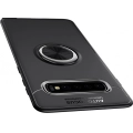 Samsung Galaxy S10 Kılıf Renkli Silikon Yüzüklü Standlı Auto Focus Ravel Kapak - Siyah