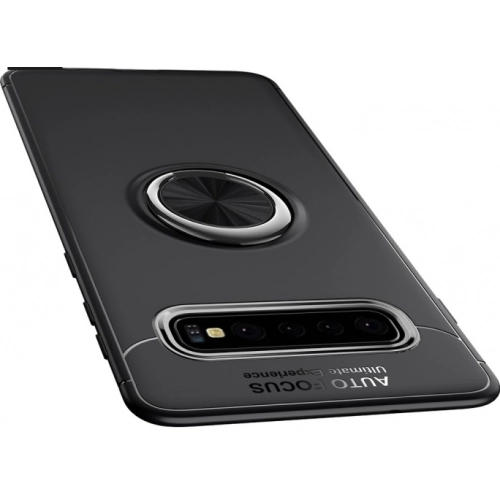 Samsung Galaxy S10 Kılıf Renkli Silikon Yüzüklü Standlı Auto Focus Ravel Kapak - Rose Gold