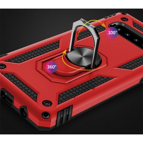 Samsung Galaxy S10 Kılıf Silikon Zırhlı Standlı Yüzüklü Mıknatıslı Tank Kapak - Gold