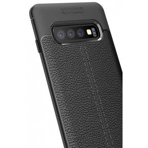 Samsung Galaxy S10 Kılıf Deri Görünümlü Lüks Parmak İzi Bırakmaz Niss Silikon Kapak - Lacivert