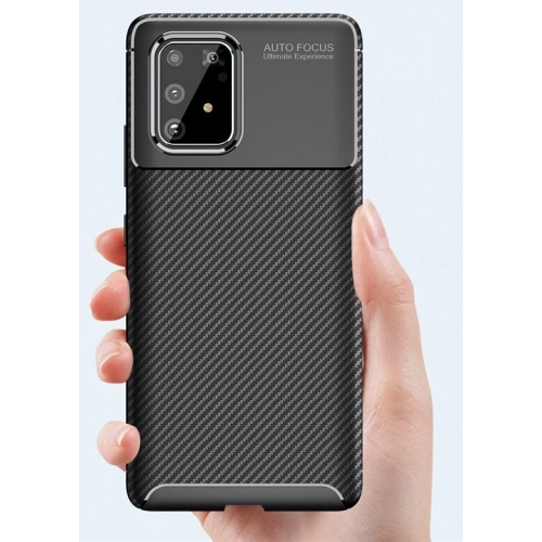 Samsung Galaxy S10 Lite Kılıf Silikon Parmak İzi Bırakmayan Karbon Soft Negro Kapak - Siyah