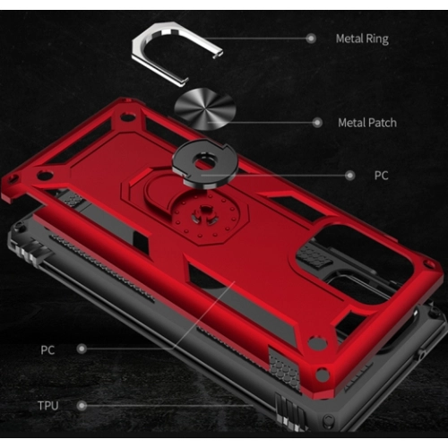 Samsung Galaxy S10 Lite Kılıf Silikon Zırhlı Standlı Yüzüklü Mıknatıslı Tank Kapak - Gri