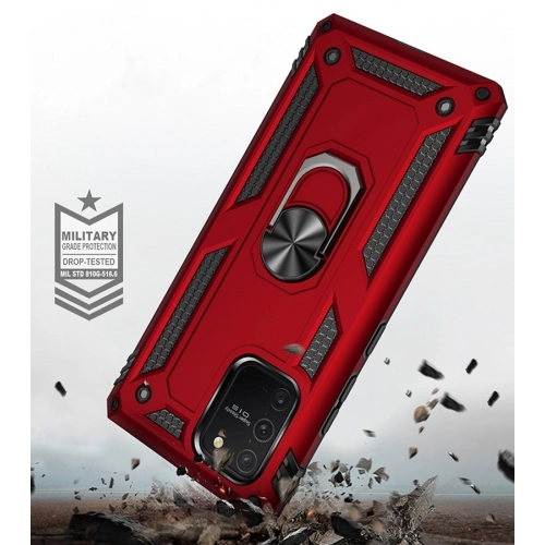 Samsung Galaxy S10 Lite Kılıf Silikon Zırhlı Standlı Yüzüklü Mıknatıslı Tank Kapak - Gri