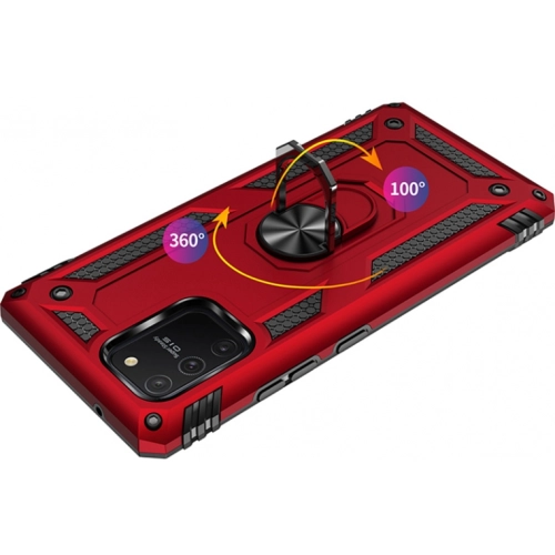 Samsung Galaxy S10 Lite Kılıf Silikon Zırhlı Standlı Yüzüklü Mıknatıslı Tank Kapak - Gri