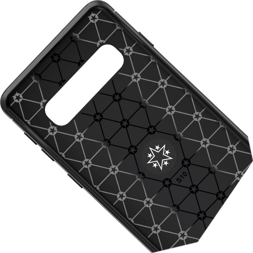 Samsung Galaxy S10 Plus Kılıf Renkli Silikon Yüzüklü Standlı Auto Focus Ravel Kapak - Kırmızı - Siyah