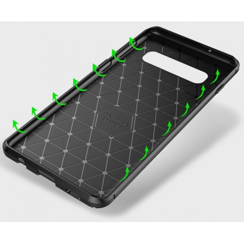 Samsung Galaxy S10 Plus Kılıf Silikon Parmak İzi Bırakmayan Karbon Soft Negro Kapak - Siyah