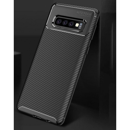 Samsung Galaxy S10 Plus Kılıf Silikon Parmak İzi Bırakmayan Karbon Soft Negro Kapak - Lacivert