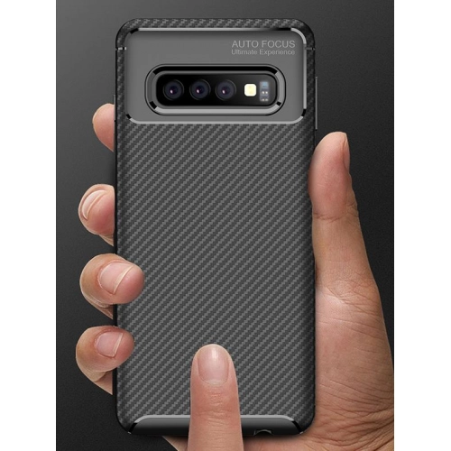 Samsung Galaxy S10 Plus Kılıf Silikon Parmak İzi Bırakmayan Karbon Soft Negro Kapak - Siyah
