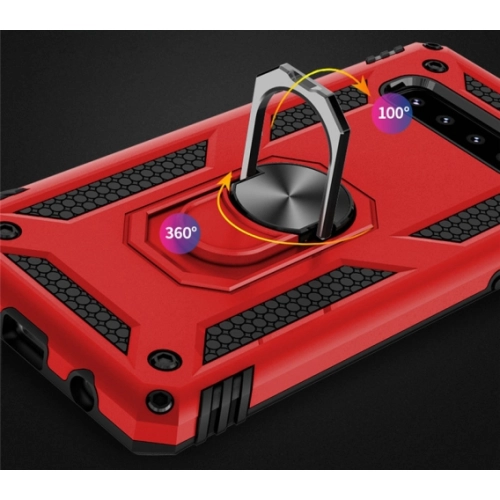 Samsung Galaxy S10 Plus Kılıf Silikon Zırhlı Standlı Yüzüklü Mıknatıslı Tank Kapak - Rose Gold