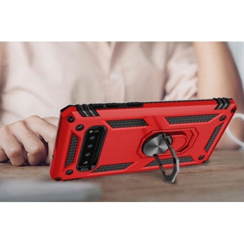 Samsung Galaxy S10 Plus Kılıf Silikon Zırhlı Standlı Yüzüklü Mıknatıslı Tank Kapak - Siyah