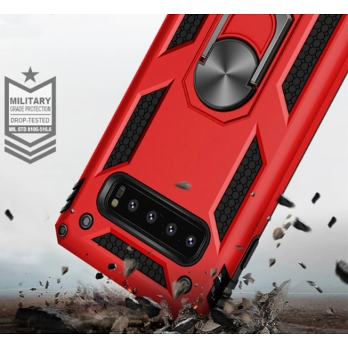 Samsung Galaxy S10 Plus Kılıf Silikon Zırhlı Standlı Yüzüklü Mıknatıslı Tank Kapak - Gri