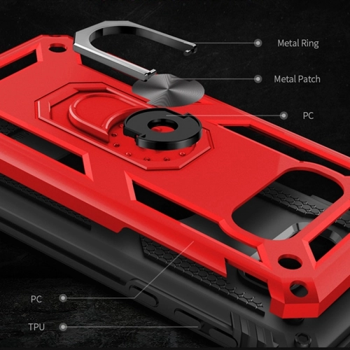 Samsung Galaxy S10e Kılıf Silikon Zırhlı Standlı Yüzüklü Mıknatıslı Tank Kapak - Siyah