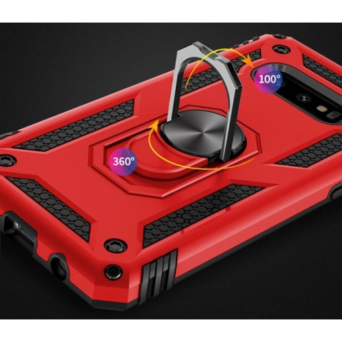 Samsung Galaxy S10e Kılıf Silikon Zırhlı Standlı Yüzüklü Mıknatıslı Tank Kapak - Gri