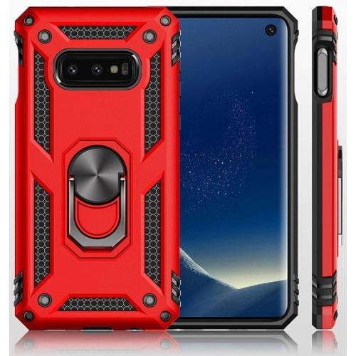 Samsung Galaxy S10e Kılıf Silikon Zırhlı Standlı Yüzüklü Mıknatıslı Tank Kapak - Siyah