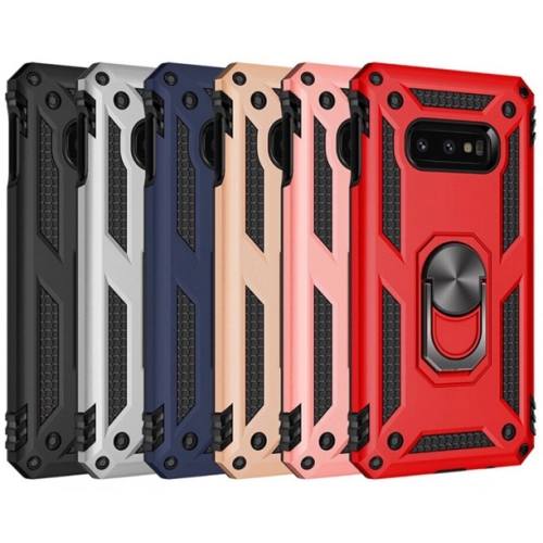 Samsung Galaxy S10e Kılıf Silikon Zırhlı Standlı Yüzüklü Mıknatıslı Tank Kapak - Siyah