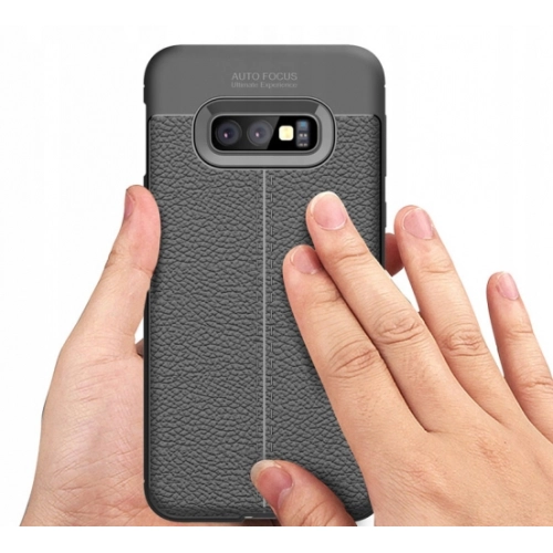 Samsung Galaxy S10e Kılıf Deri Görünümlü Lüks Parmak İzi Bırakmaz Niss Silikon Kapak - Lacivert