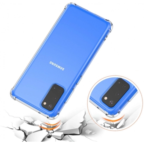 Samsung Galaxy S20 Kılıf Silikon Köşe Korumalı Airbag Darbe Emici Kapak - Şeffaf