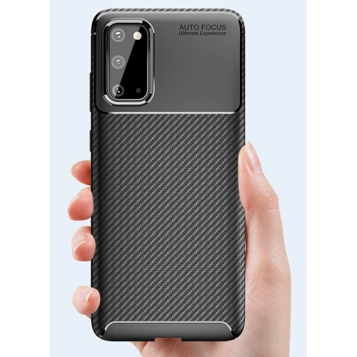 Samsung Galaxy S20 Kılıf Silikon Parmak İzi Bırakmayan Karbon Soft Negro Kapak - Siyah